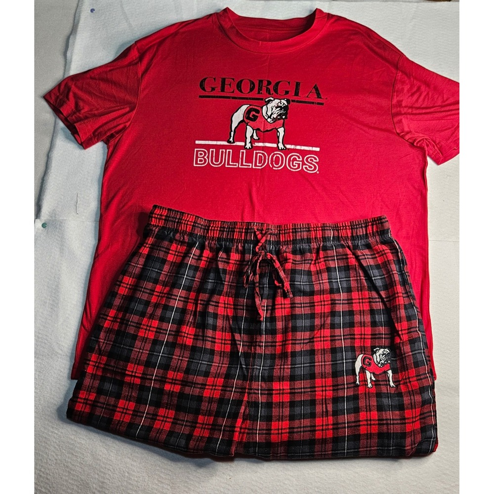 Concepts Sport Georgia Bulldogs Mens XL Pajama Set Red Plaid Sleepwear 2pc NCAA